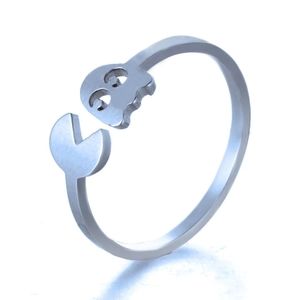 stainless Steel Pac Man Adjustable Ring